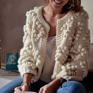 Chicwish Cream Textured Handmade Knit Cardigan